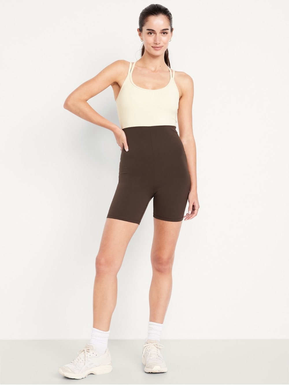 Old Navy Bodysuit Color Blocked Brown and Cream Size Small
